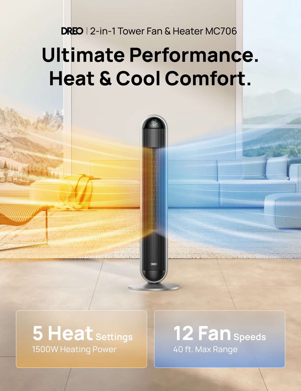 2-in-1 Tower Fan & Heater MC706 - DREO