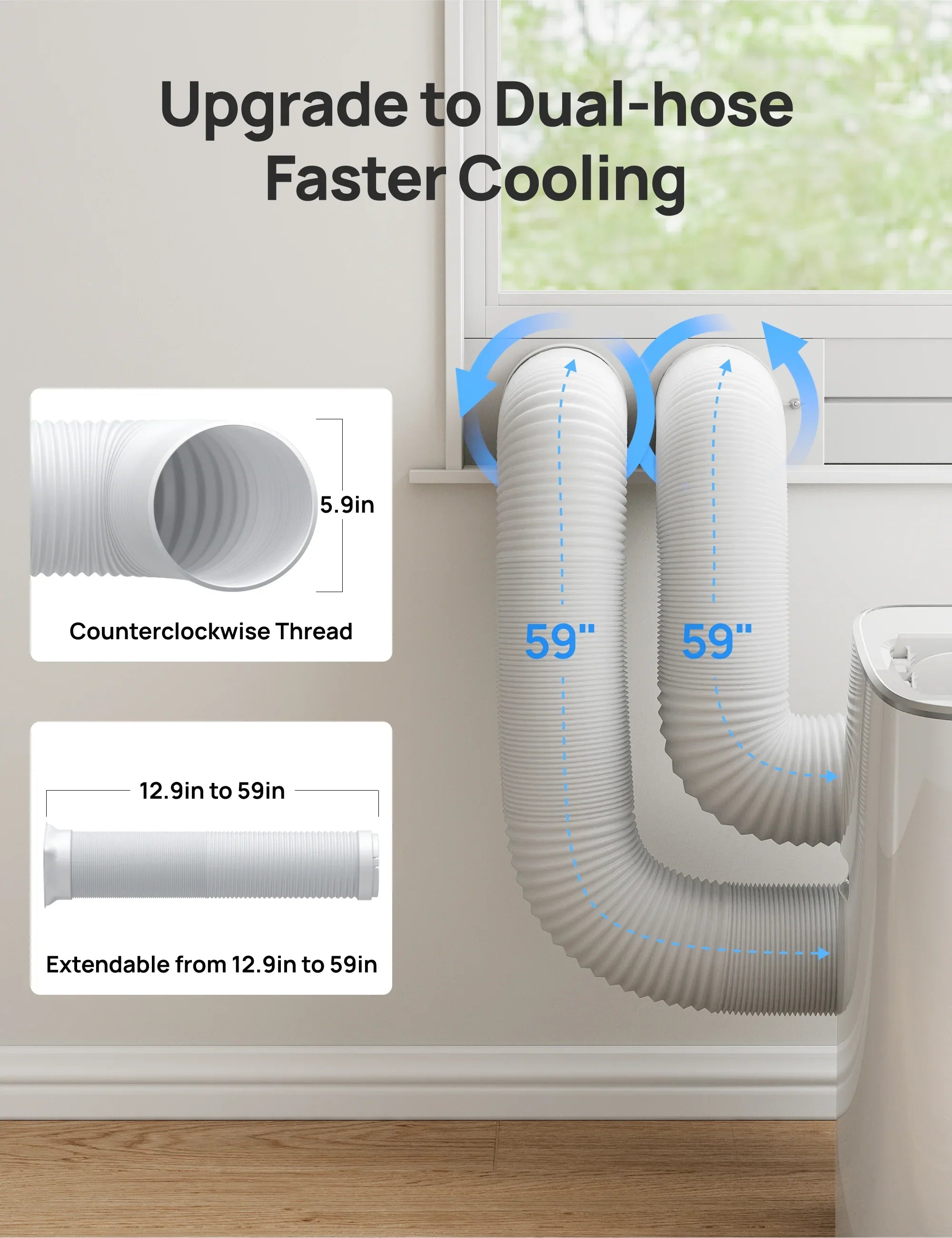 DREO Portable Air Conditioner Dual Hose Kit (AC318S & AC319S) - DREO