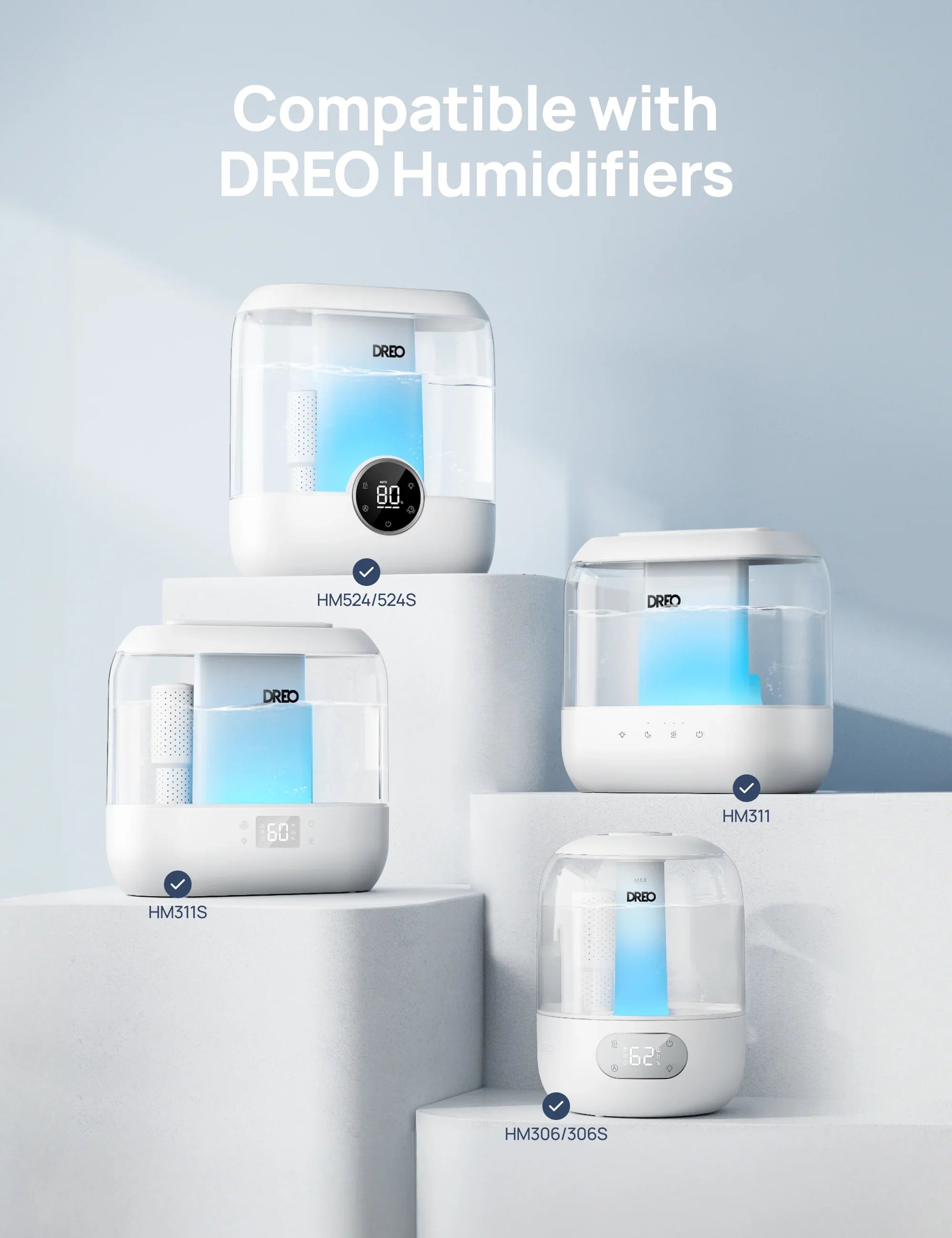 Antibacterial Cartridge - 3-Pack, Compatible with Dreo Humidifiers HM311/311S/524/524S/306 - DREO