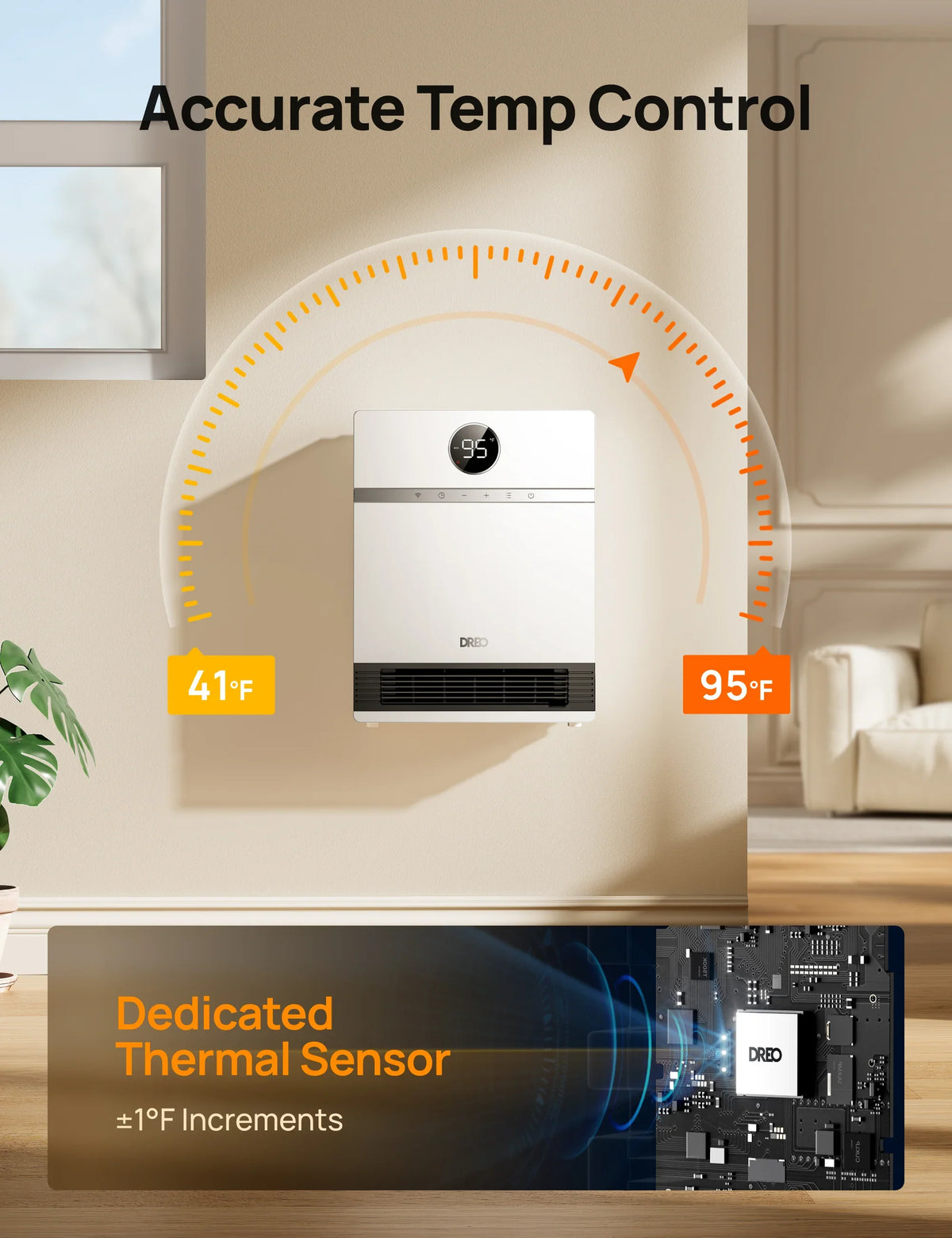Smart Wall-mounted Heater WH517AS with ALCI Plug - DREO