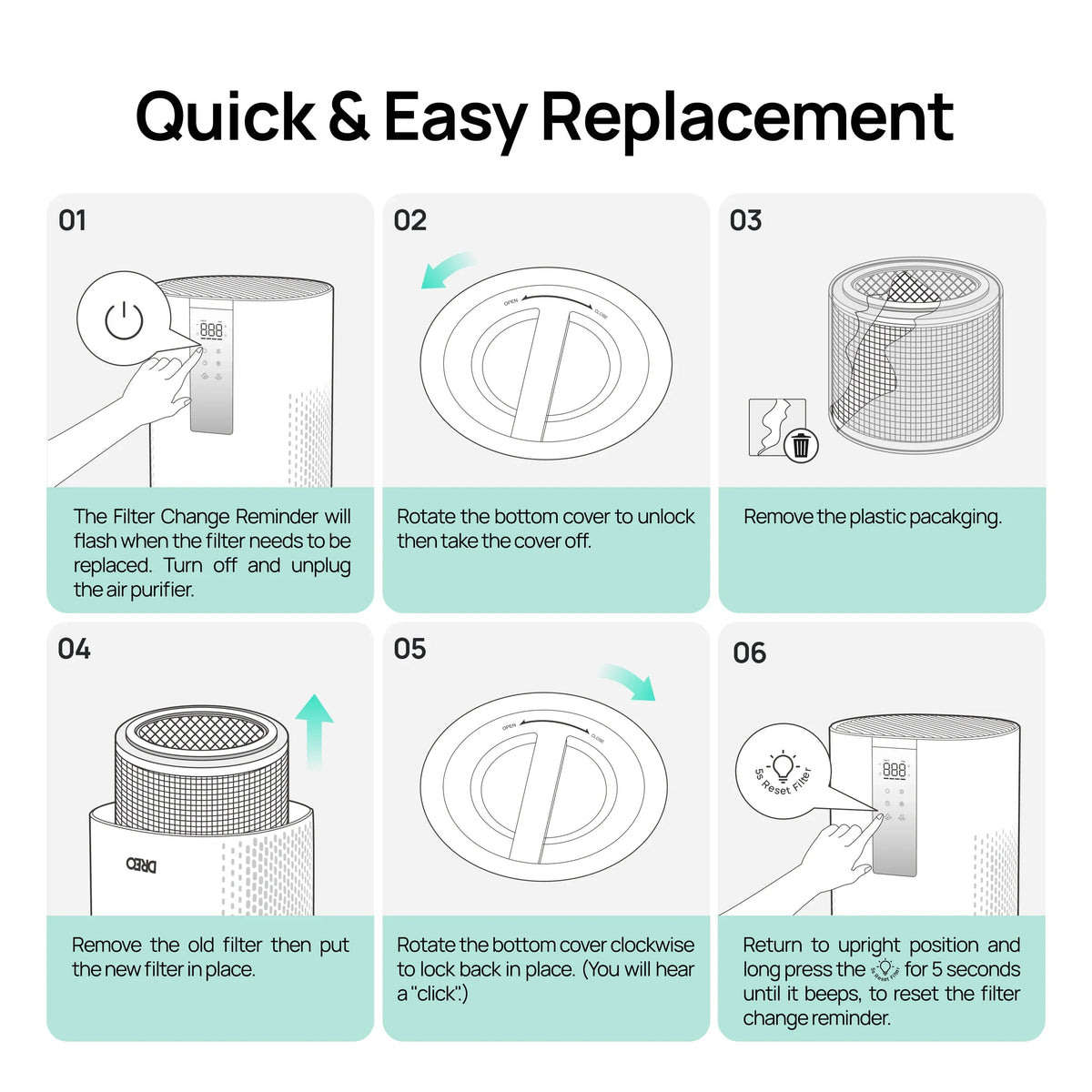 Air Purifier Replacement Filter for Smart Air Purifier Macro 505S - DREO