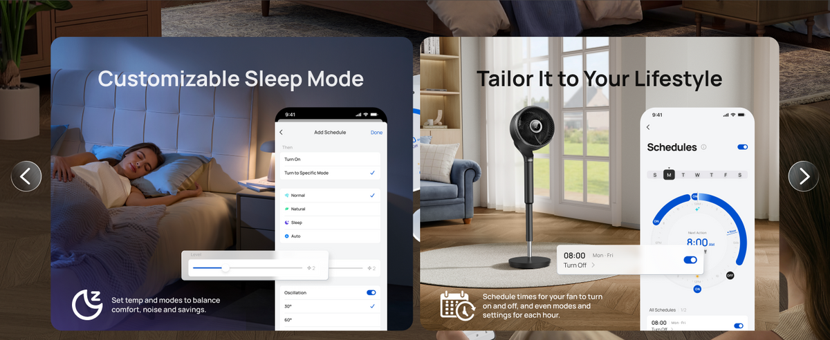 Smart home device with customizable sleep mode interface on a tablet and smartphone.